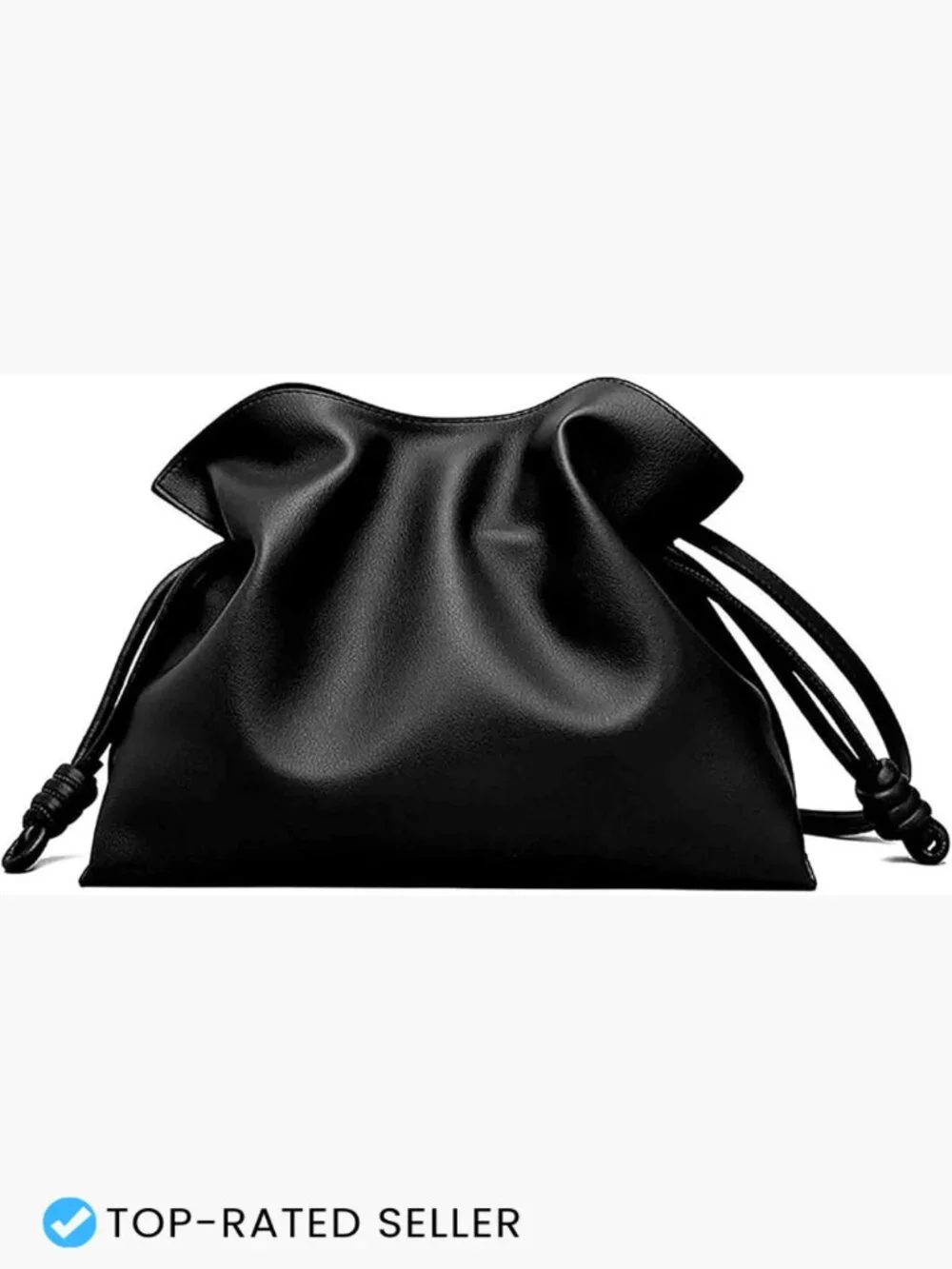 Versatile Crossbody Cloud Drawstring Pleated Bucket Bag Fashionable PU Leather